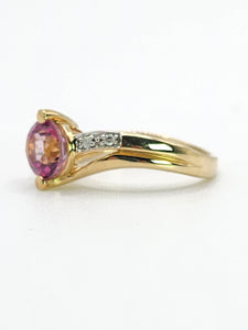 1550: Vintage: 9ct Gold Round Cut Ruby Diamonds Cocktail Ring- Wow
