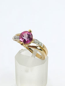 1550: Vintage: 9ct Gold Round Cut Ruby Diamonds Cocktail Ring- Wow