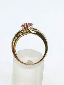 1550: Vintage: 9ct Gold Round Cut Ruby Diamonds Cocktail Ring- Wow