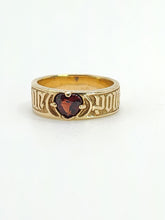 Cargar imagen en el visor de la galería, 1569: Antique Medieval  14ct Gold Heart-Cut Garnet Posy Ring- &quot;POUR AMOR,SAY DULC&quot;
