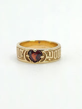 Cargar imagen en el visor de la galería, 1569: Antique Medieval  14ct Gold Heart-Cut Garnet Posy Ring- &quot;POUR AMOR,SAY DULC&quot;
