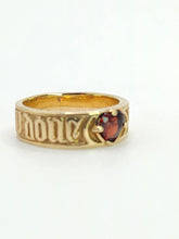 Cargar imagen en el visor de la galería, 1569: Antique Medieval  14ct Gold Heart-Cut Garnet Posy Ring- &quot;POUR AMOR,SAY DULC&quot;
