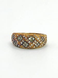1570: Vintage: 9ct Gold Champagne & White Diamonds Ring- 75 sparkling, natural diamonds