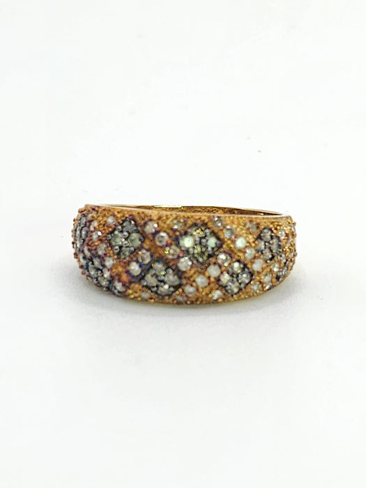 Vintage: 9ct Gold Champagne & White Natural Diamond Dress Ring