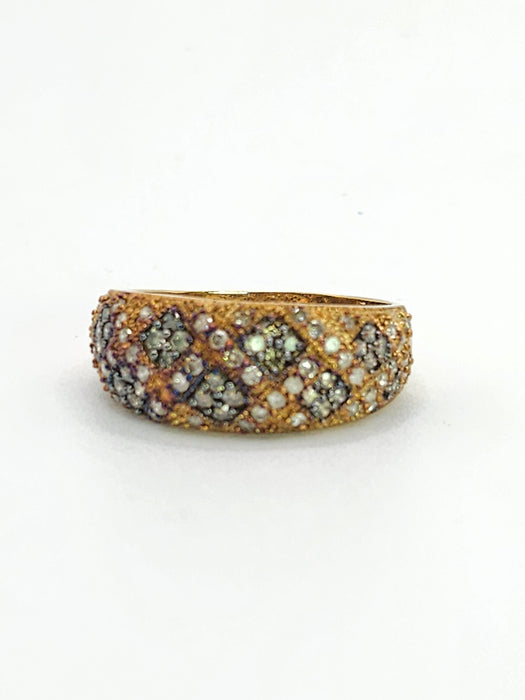 Vintage: 9ct Gold Champagne & White Natural Diamond Dress Ring