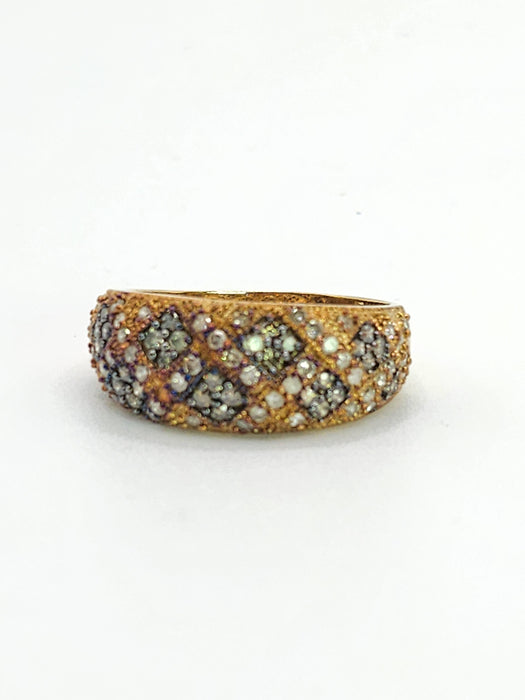 Vintage: 9ct Gold Champagne & White Natural Diamond Dress Ring