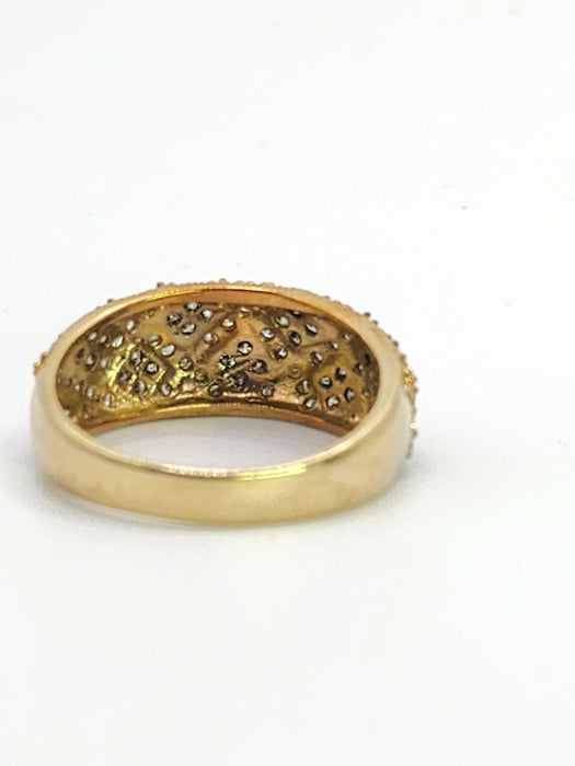 Vintage: 9ct Gold Champagne & White Natural Diamond Dress Ring