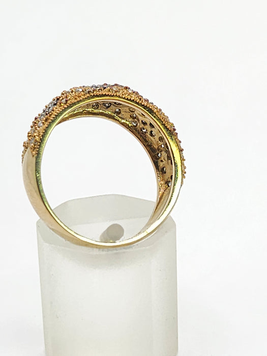 Vintage: 9ct Gold Champagne & White Natural Diamond Dress Ring
