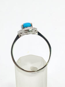 1812: Vintage: 14ct White Gold Turquoise 26 Diamonds Dress Ring- total eye candy
