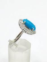 Cargar imagen en el visor de la galería, 1812: Vintage: 14ct White Gold Turquoise 26 Diamonds Dress Ring- total eye candy
