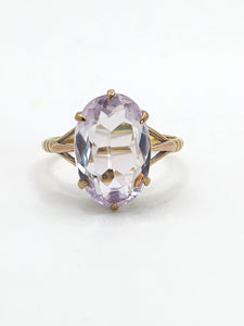 1567: Vintage: 9ct Gold Lilac Amethyst Solitaire- multi-faceted cut