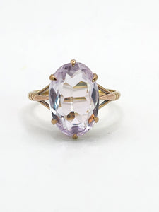 1567: Vintage: 9ct Gold Lilac Amethyst Solitaire- multi-faceted cut