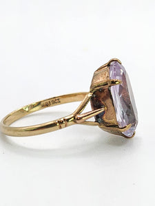 1567: Vintage: 9ct Gold Lilac Amethyst Solitaire- multi-faceted cut