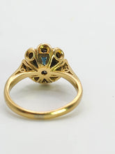 Cargar imagen en el visor de la galería, 1707: Vintage: 18ct Gold French Blue Sapphire Diamonds Flowerhead Ring- Exquisite design.
