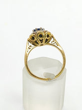 Cargar imagen en el visor de la galería, 1707: Vintage: 18ct Gold French Blue Sapphire Diamonds Flowerhead Ring- Exquisite design.
