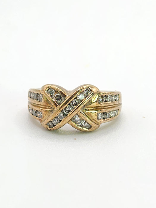 Vintage: 9ct Yellow Gold Diamond Sparkling Symmetry Ring