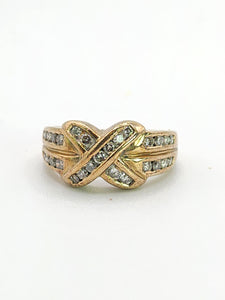 1755: Vintage: 9ct Gold 27 Round Full Cut Diamonds Ring-substantial, natural, sparkling ring- splendid