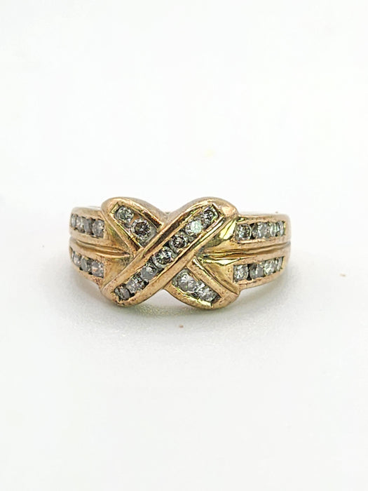 Vintage: 9ct Yellow Gold Diamond Sparkling Symmetry Ring