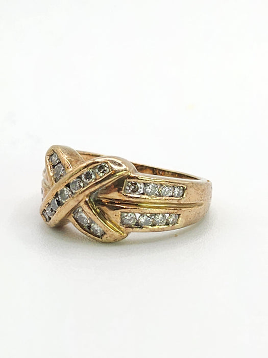 Vintage: 9ct Yellow Gold Diamond Sparkling Symmetry Ring