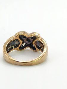 1755: Vintage: 9ct Gold 27 Round Full Cut Diamonds Ring-substantial, natural, sparkling ring- splendid