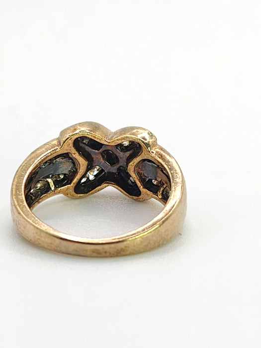 Vintage: 9ct Yellow Gold Diamond Sparkling Symmetry Ring