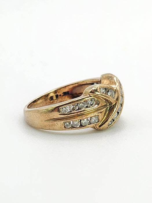 Vintage: 9ct Yellow Gold Diamond Sparkling Symmetry Ring