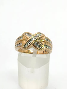 1755: Vintage: 9ct Gold 27 Round Full Cut Diamonds Ring-substantial, natural, sparkling ring- splendid