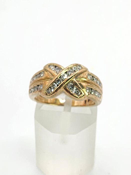 Vintage: 9ct Yellow Gold Diamond Sparkling Symmetry Ring
