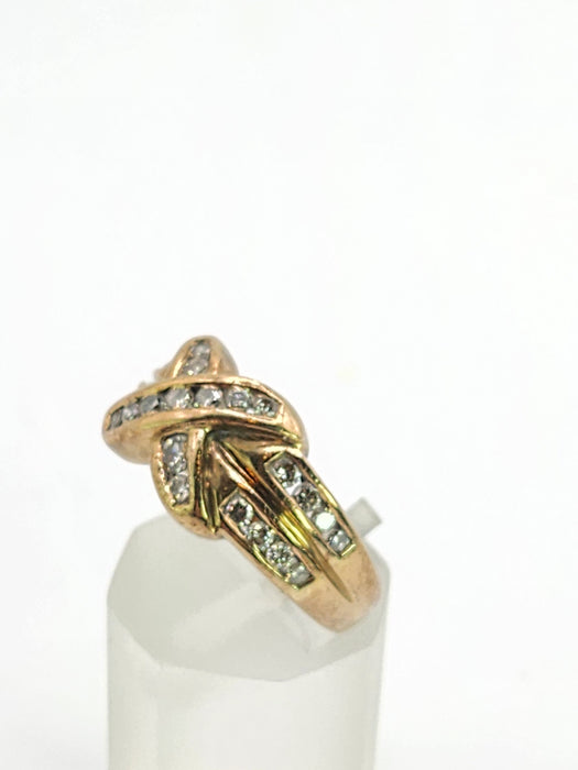 Vintage: 9ct Yellow Gold Diamond Sparkling Symmetry Ring