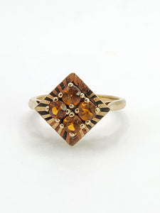 1780: Vintage: 9ct Gold Orange Citrine Panel Ring -From 1966 a rare find at 59!