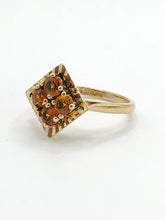Cargar imagen en el visor de la galería, 1780: Vintage: 9ct Gold Orange Citrine Panel Ring -From 1966 a rare find at 59!
