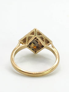 1780: Vintage: 9ct Gold Orange Citrine Panel Ring -From 1966 a rare find at 59!