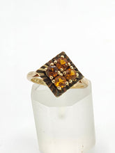 Cargar imagen en el visor de la galería, 1780: Vintage: 9ct Gold Orange Citrine Panel Ring -From 1966 a rare find at 59!
