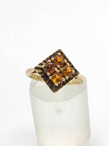 1780: Vintage: 9ct Gold Orange Citrine Panel Ring -From 1966 a rare find at 59!
