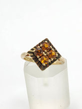 Cargar imagen en el visor de la galería, 1780: Vintage: 9ct Gold Orange Citrine Panel Ring -From 1966 a rare find at 59!
