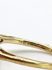 1783: Vintage: 9ct Gold Trillion Cut Mint Greek Quartz Diamonds Cocktail Ring- LUSH
