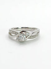 Cargar imagen en el visor de la galería, 1784: Vintage; 9ct White Gold Diamonds Crossover Ring- natural, sparkly eye candy
