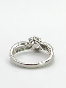 1784: Vintage; 9ct White Gold Diamonds Crossover Ring- natural, sparkly eye candy