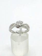 Cargar imagen en el visor de la galería, 1784: Vintage; 9ct White Gold Diamonds Crossover Ring- natural, sparkly eye candy
