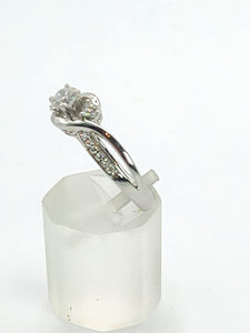 1784: Vintage; 9ct White Gold Diamonds Crossover Ring- natural, sparkly eye candy