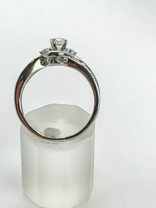 1784: Vintage; 9ct White Gold Diamonds Crossover Ring- natural, sparkly eye candy