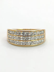 1551: Vintage: 9ct Gold Diamonds Tiered Ring- 36 natural sparkling diamonds