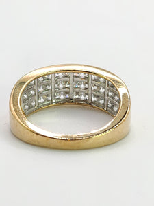 1551: Vintage: 9ct Gold Diamonds Tiered Ring- 36 natural sparkling diamonds