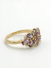 Cargar imagen en el visor de la galería, 1757:   Vintage; 9ct Gold Lilac Amethysts Diamonds Cluster Ring
