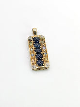 Load image into Gallery viewer, 1777: Vintage: Heavy 9ct Gold Sapphires Diamonds Topaz Ingot Pendant- lovely symmetry
