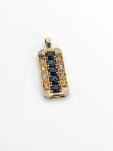 Load image into Gallery viewer, 1777: Vintage: Heavy 9ct Gold Sapphires Diamonds Topaz Ingot Pendant- lovely symmetry
