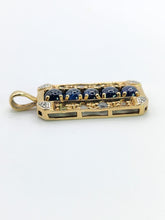 Load image into Gallery viewer, 1777: Vintage: Heavy 9ct Gold Sapphires Diamonds Topaz Ingot Pendant- lovely symmetry
