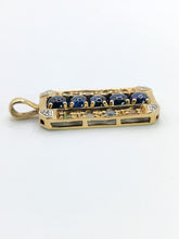 Load image into Gallery viewer, 1777: Vintage: Heavy 9ct Gold Sapphires Diamonds Topaz Ingot Pendant- lovely symmetry
