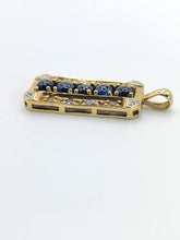 Load image into Gallery viewer, 1777: Vintage: Heavy 9ct Gold Sapphires Diamonds Topaz Ingot Pendant- lovely symmetry
