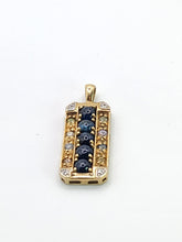 Load image into Gallery viewer, 1777: Vintage: Heavy 9ct Gold Sapphires Diamonds Topaz Ingot Pendant- lovely symmetry
